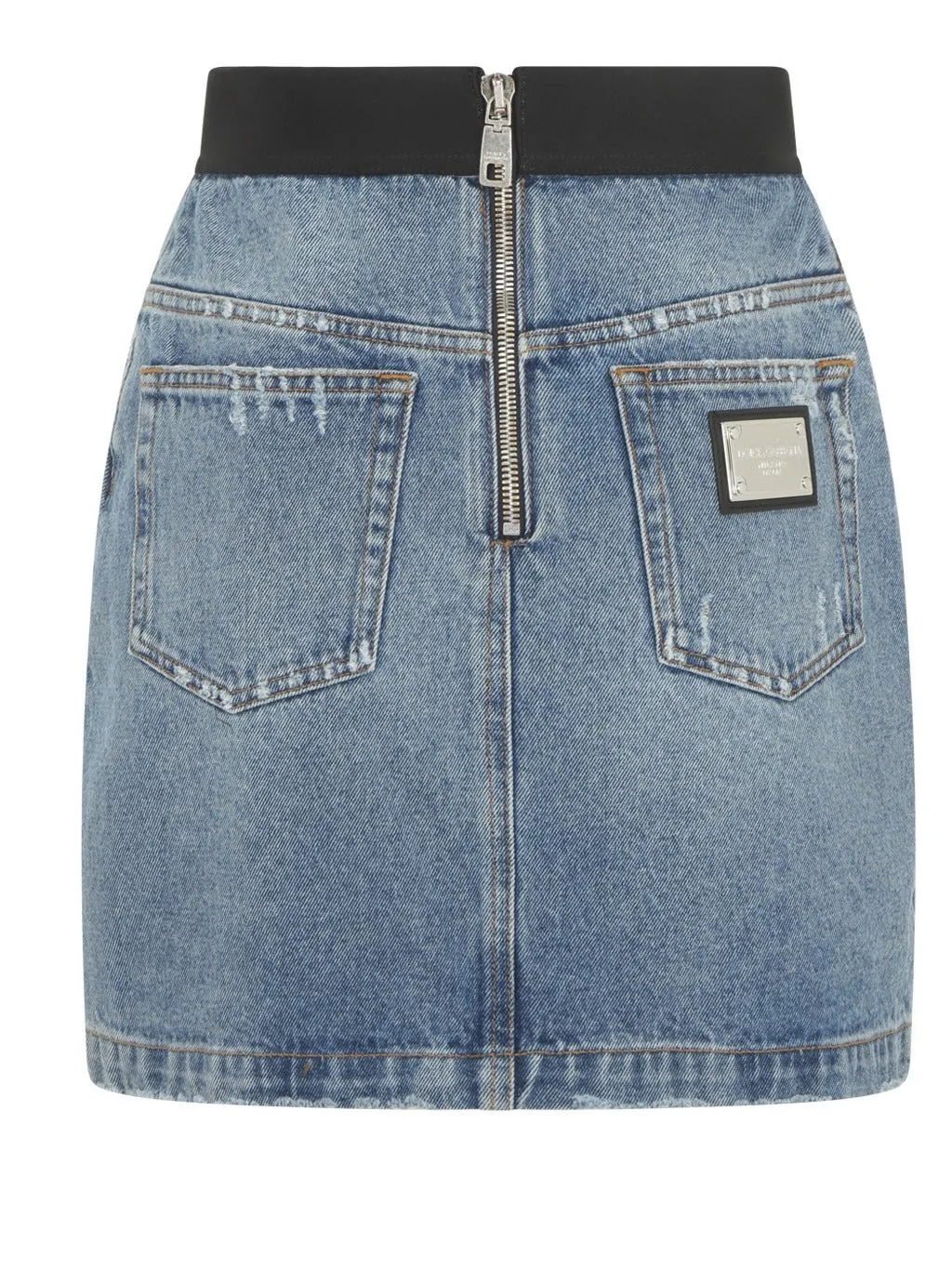 Dolce & Gabbana Logo Waistband Short Denim Skirt
