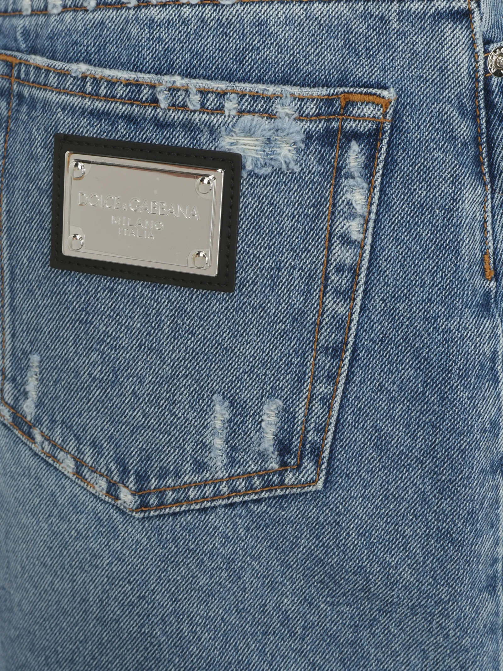 Dolce & Gabbana Logo Waistband Short Denim Skirt