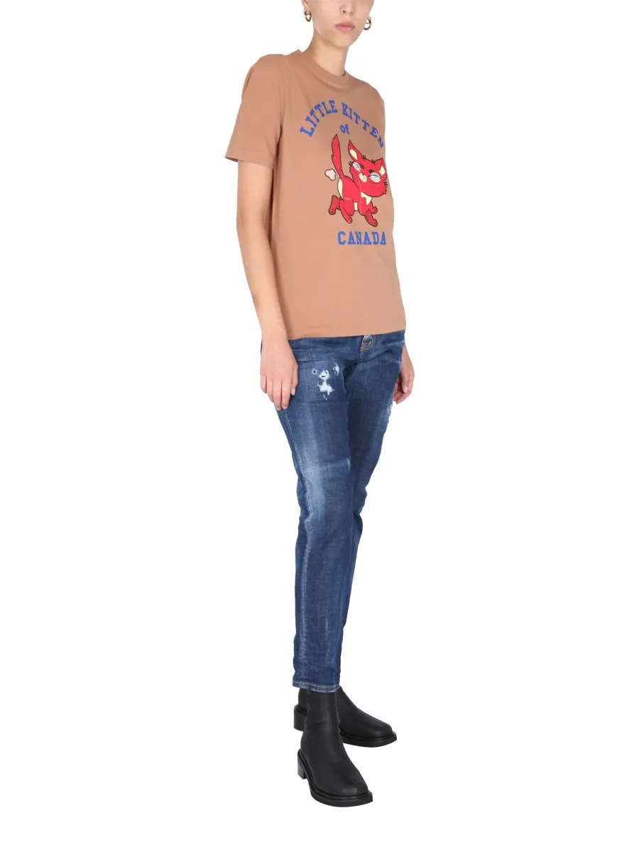 Dsquared2 Little Kitten Print T-Shirt