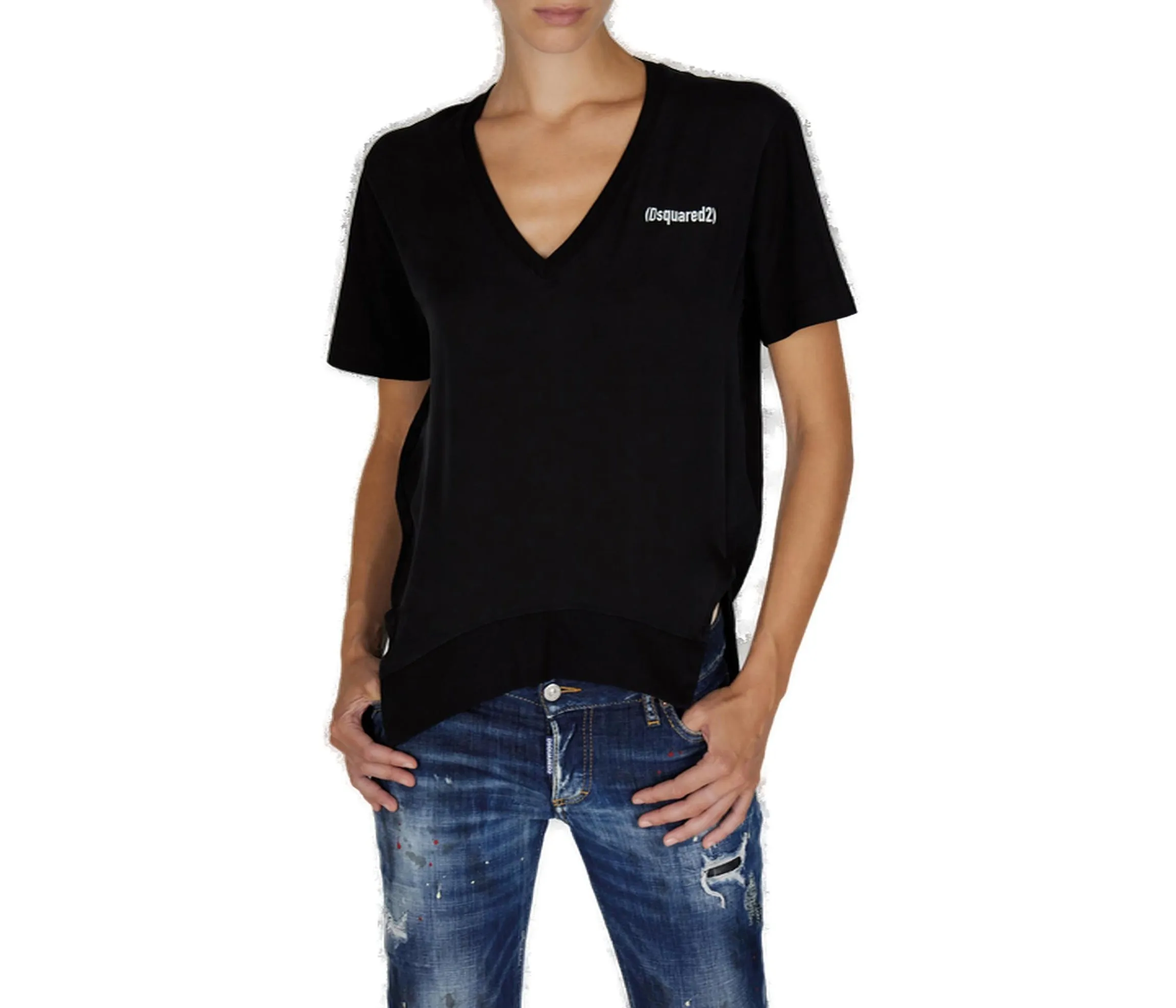 Dsquared2 Logo Print V-Neck T-Shirt