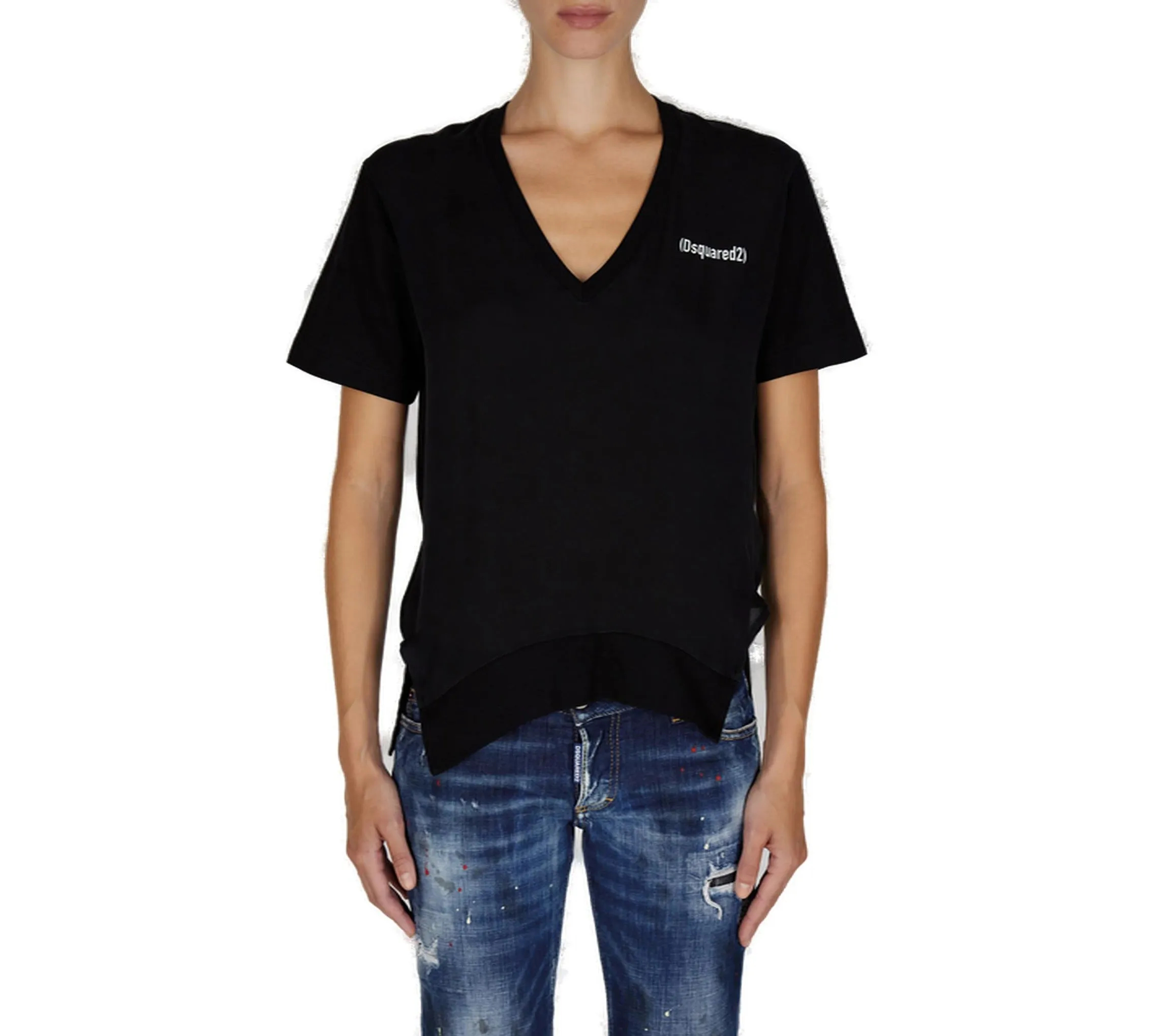 Dsquared2 Logo Print V-Neck T-Shirt
