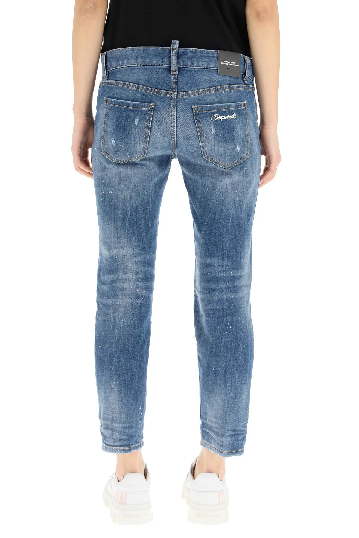 Dsquared2 Paint Splatter Effect Cropped Jeans