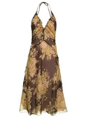 Dsquared2 Printed Gathered Midi Dress