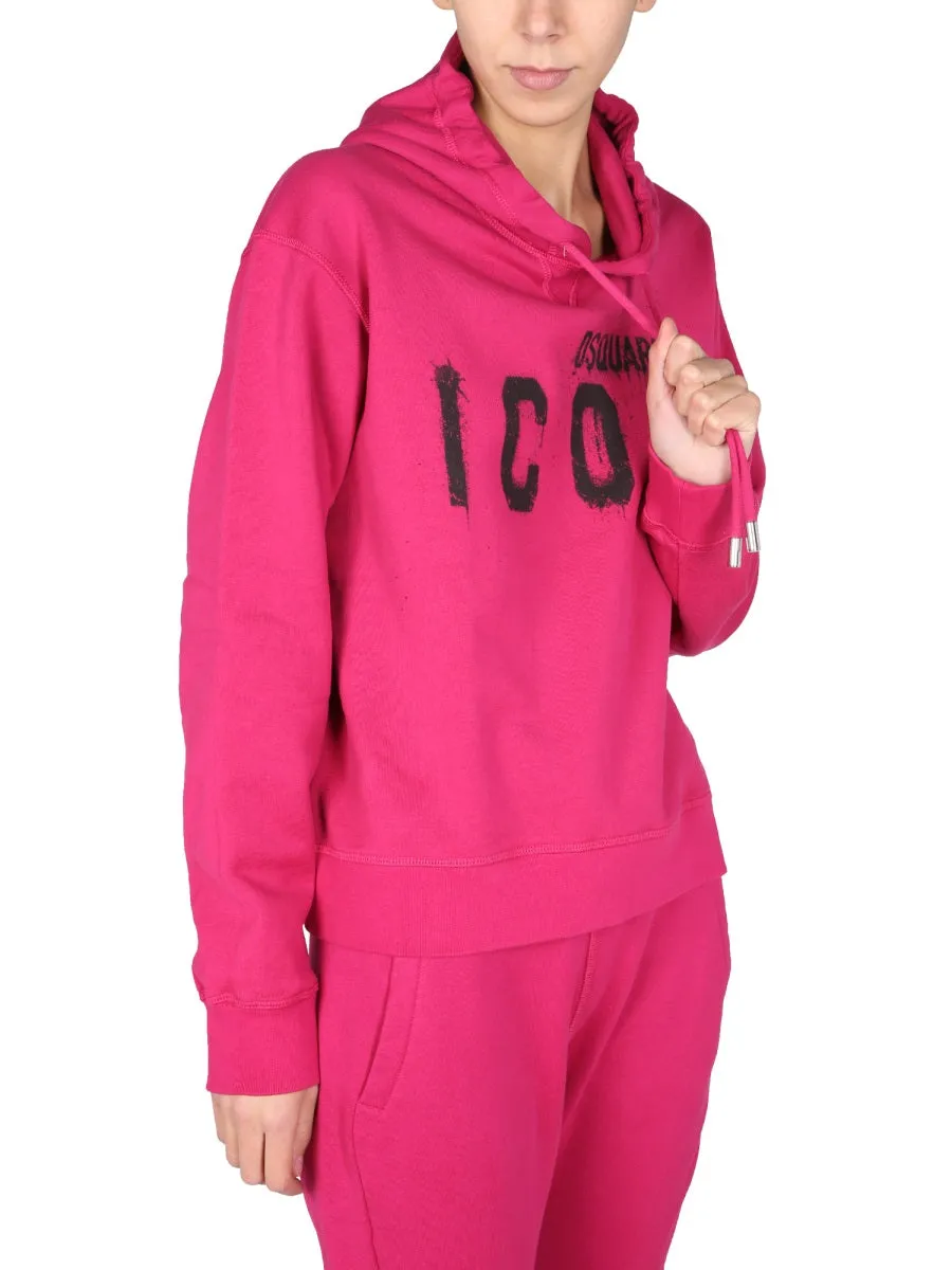 Dsquared2 Spray-Paint Logo Drawstring Hoodie