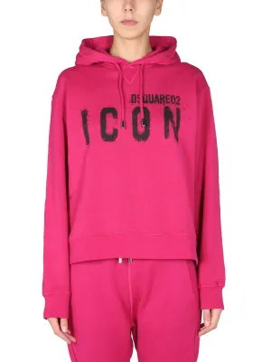 Dsquared2 Spray-Paint Logo Drawstring Hoodie