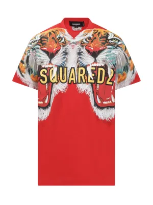Dsquared2 Tiger Print Crewneck T-Shirt