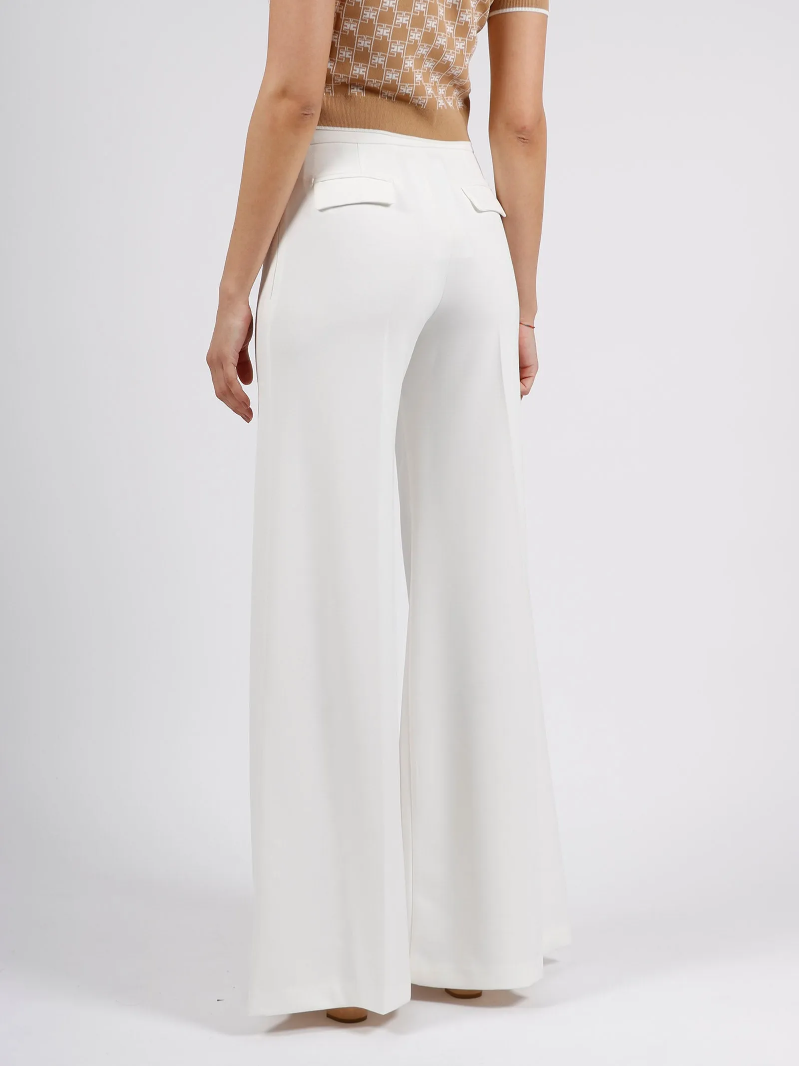 Elisabetta Franchi Chain-Link Detailed Wide Leg Trousers