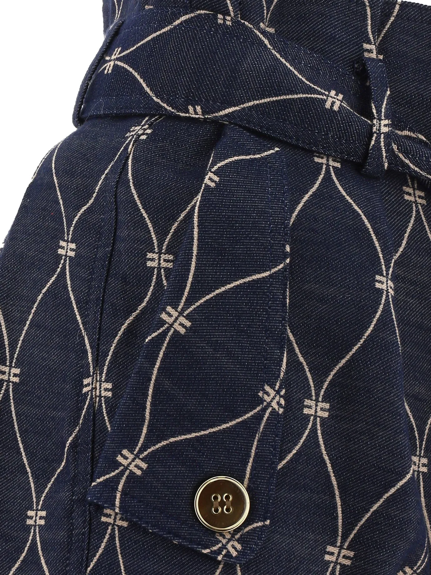 Elisabetta Franchi Logo Motif Denim Shorts