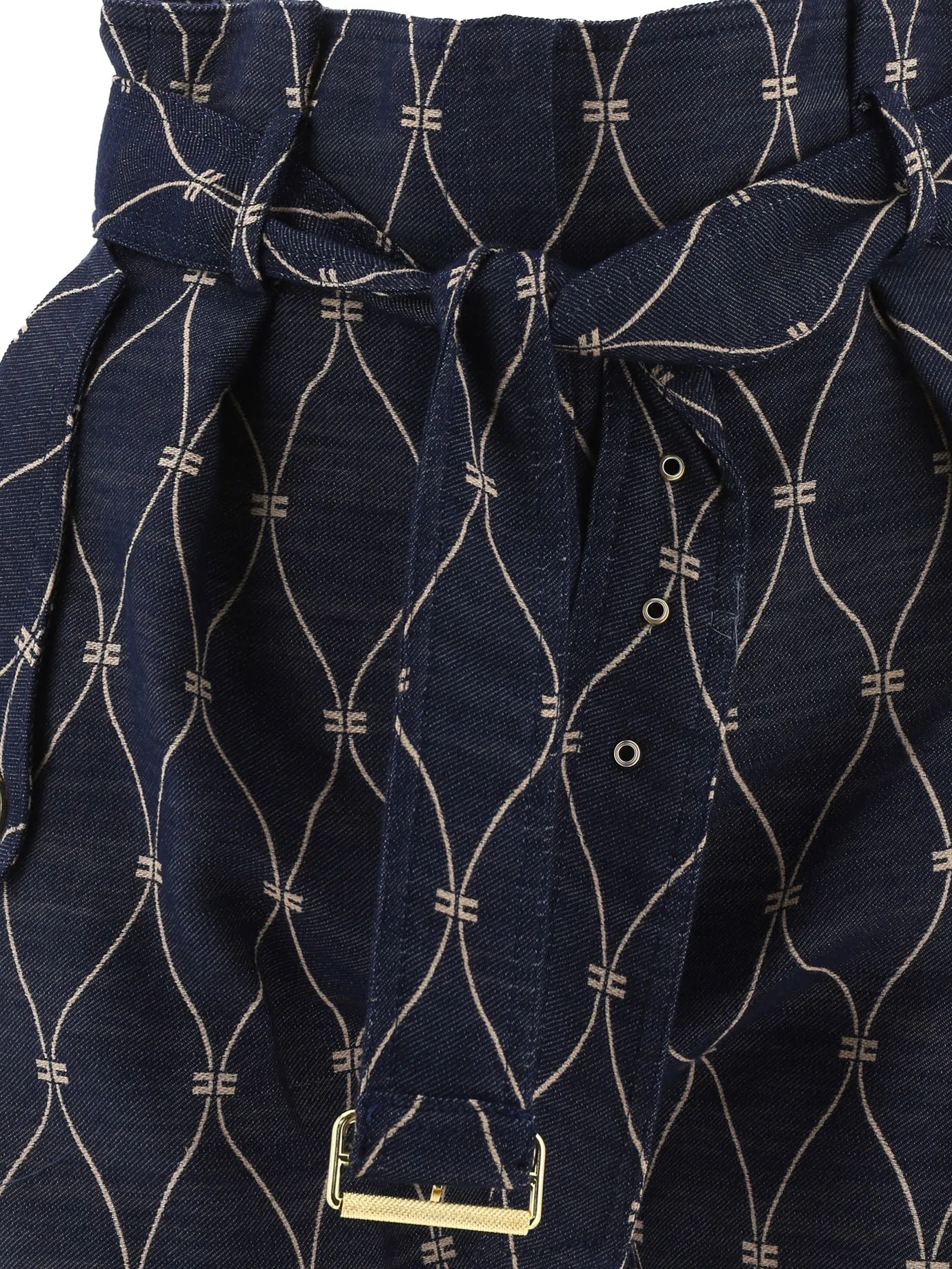 Elisabetta Franchi Logo Motif Denim Shorts