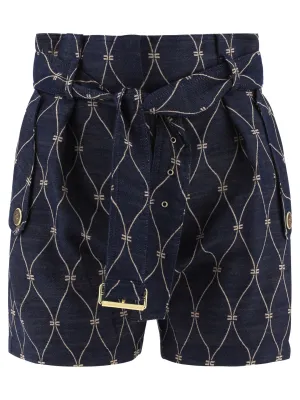 Elisabetta Franchi Logo Motif Denim Shorts