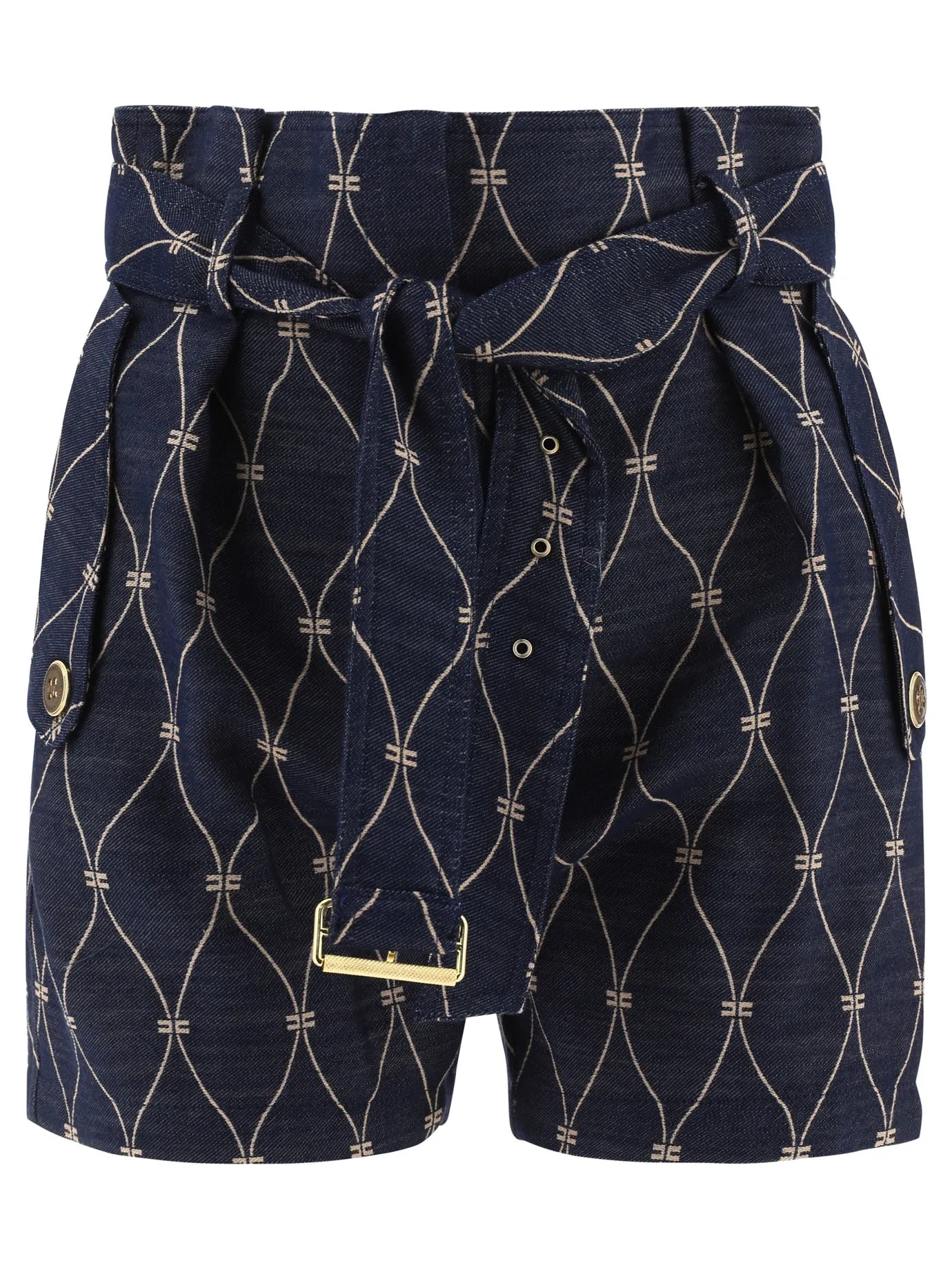 Elisabetta Franchi Logo Motif Denim Shorts