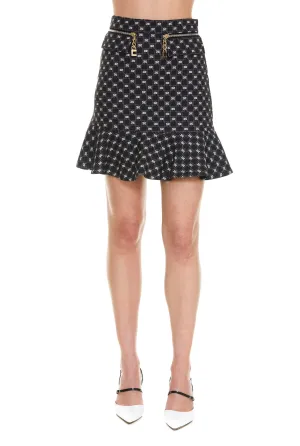 Elisabetta Franchi Logo Printed Flounce Mini Skirt
