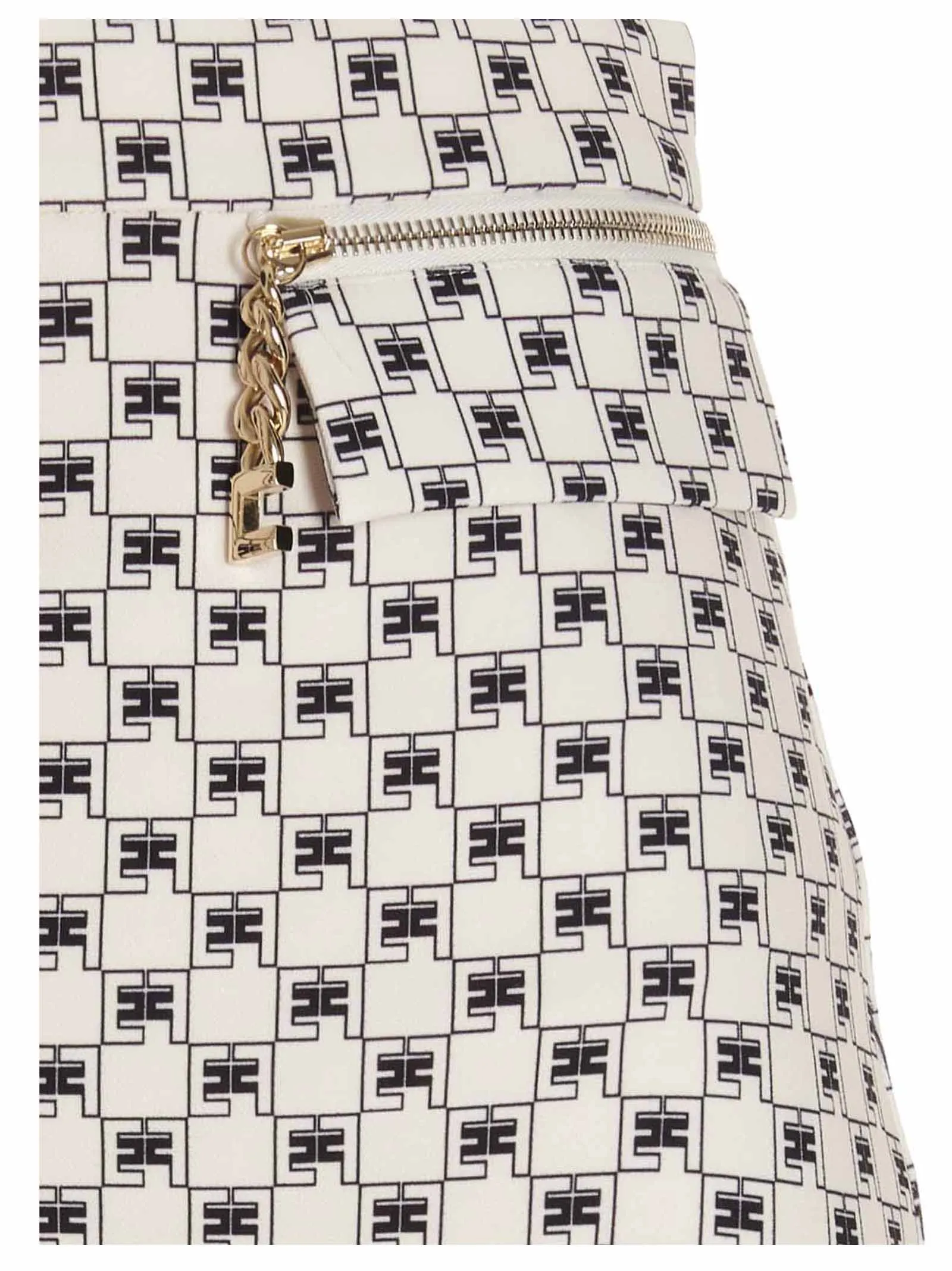 Elisabetta Franchi Logo Printed Flounce Mini Skirt