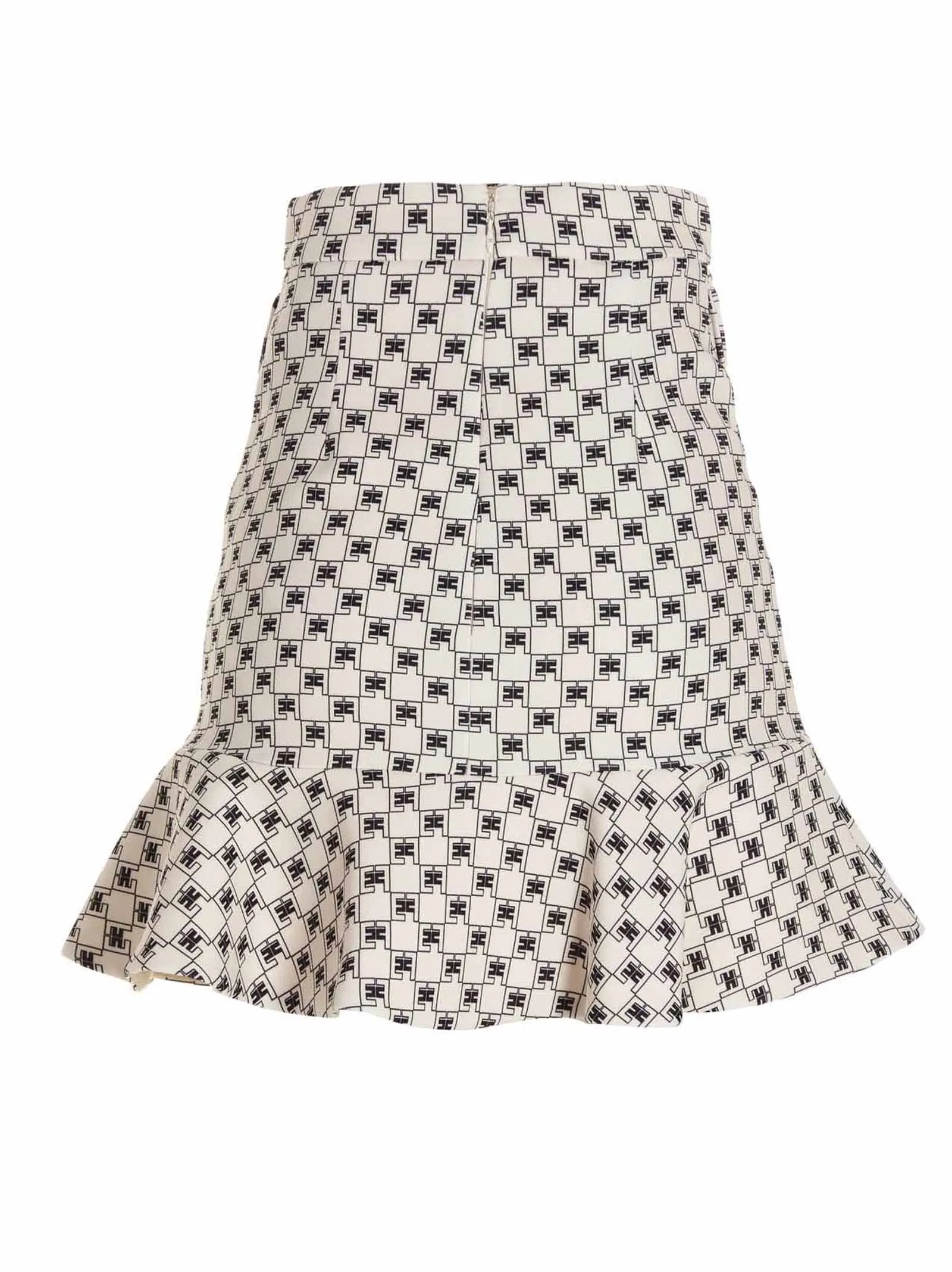 Elisabetta Franchi Logo Printed Flounce Mini Skirt