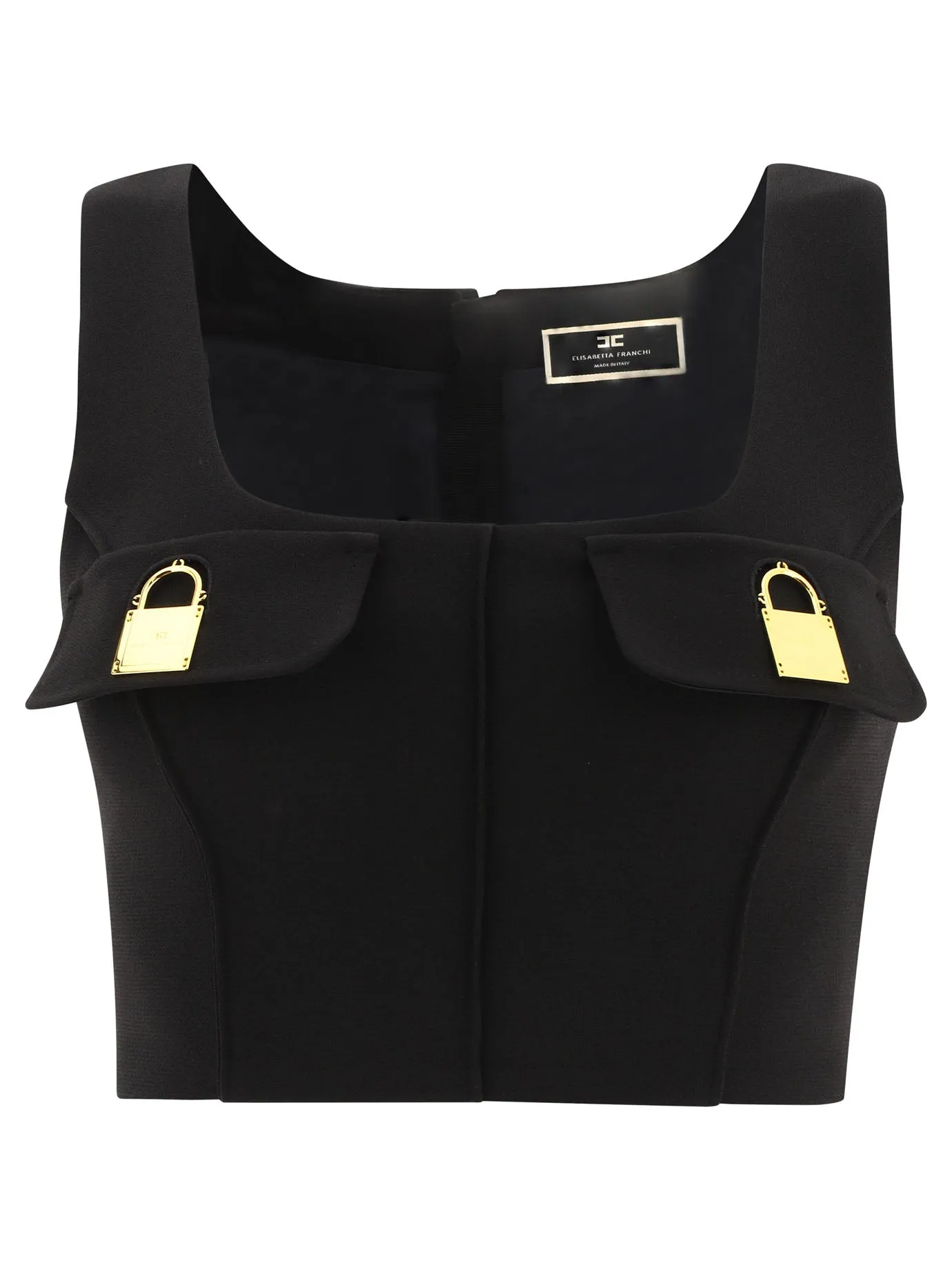 Elisabetta Franchi Panelled Square-Neck Cropped Top