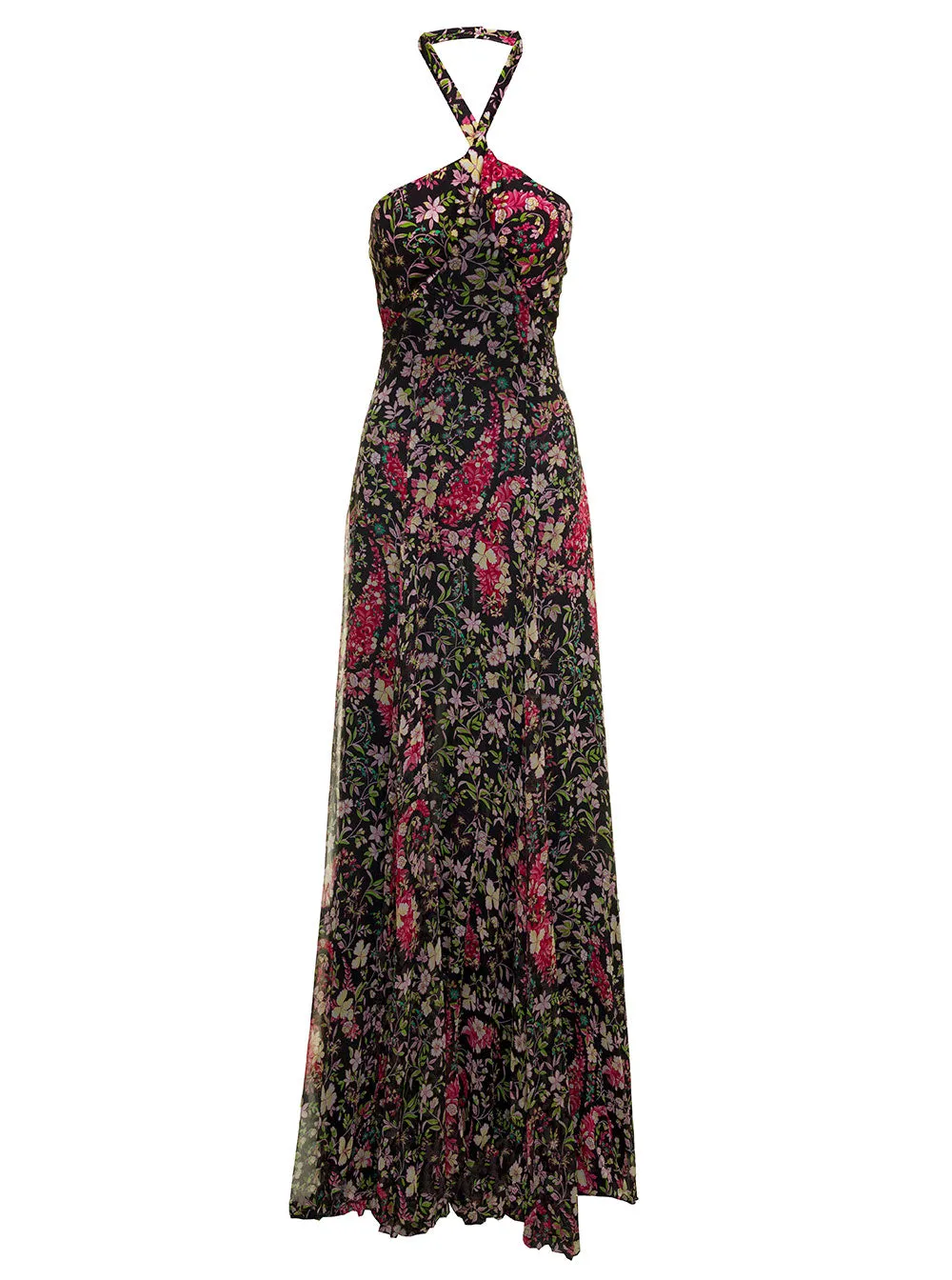 Etro Allover Floral Print Halterneck Maxi Dress