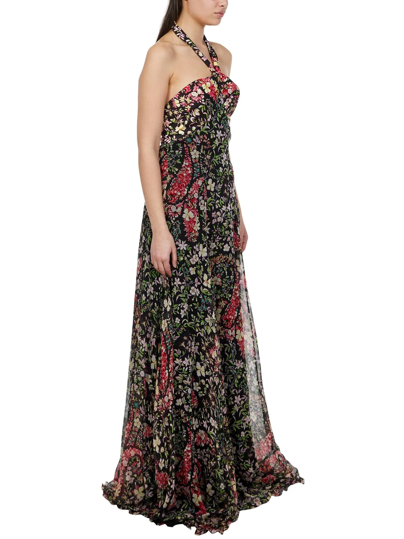 Etro Allover Floral Print Halterneck Maxi Dress