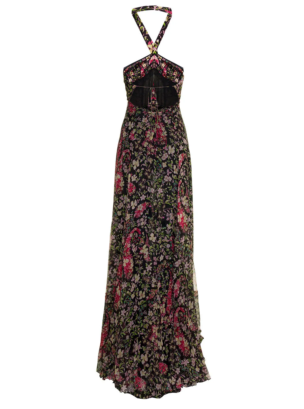 Etro Allover Floral Print Halterneck Maxi Dress
