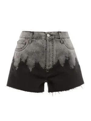 Etro Faded Effect Logo Patch Denim Shorts