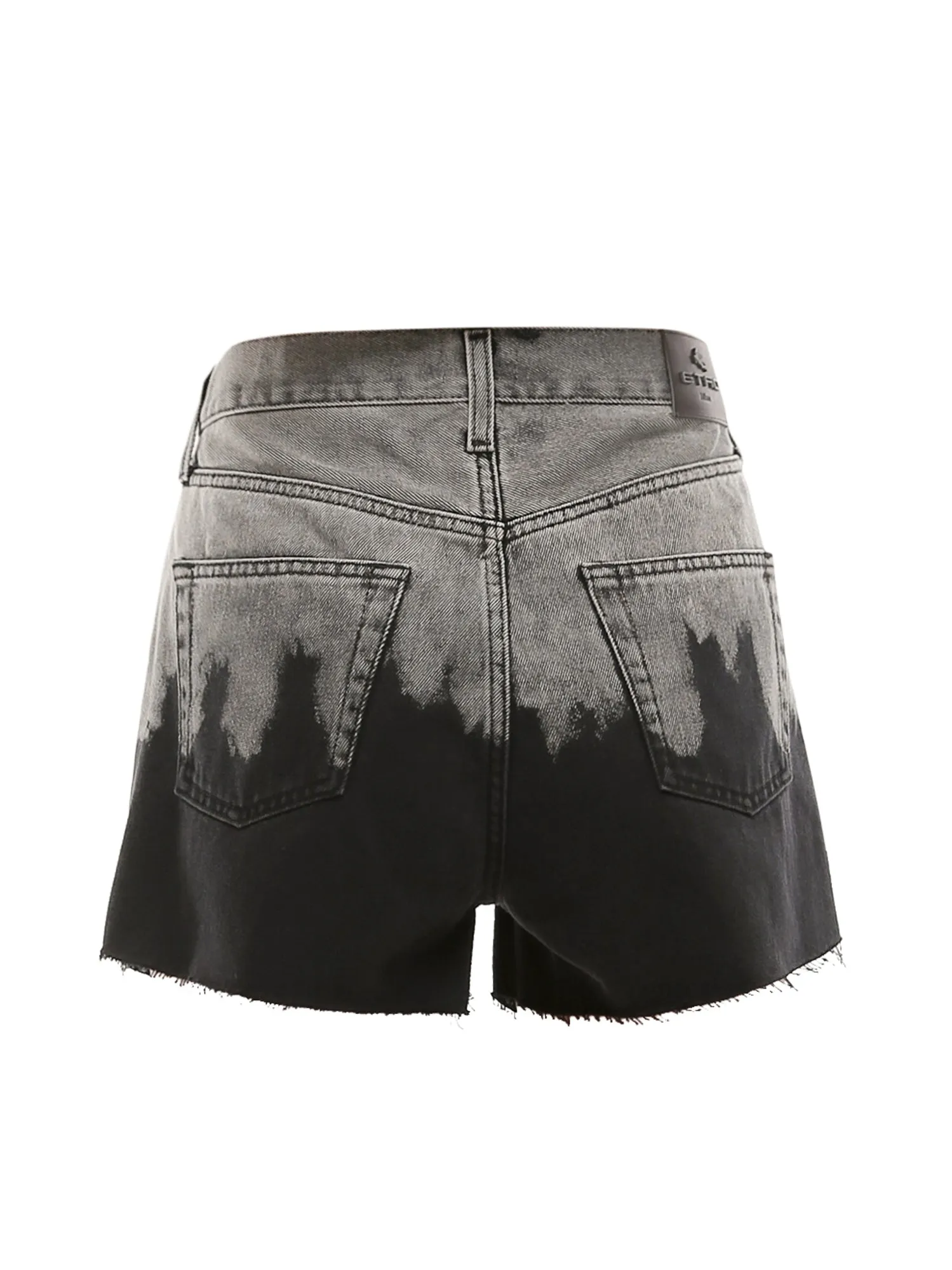 Etro Faded Effect Logo Patch Denim Shorts