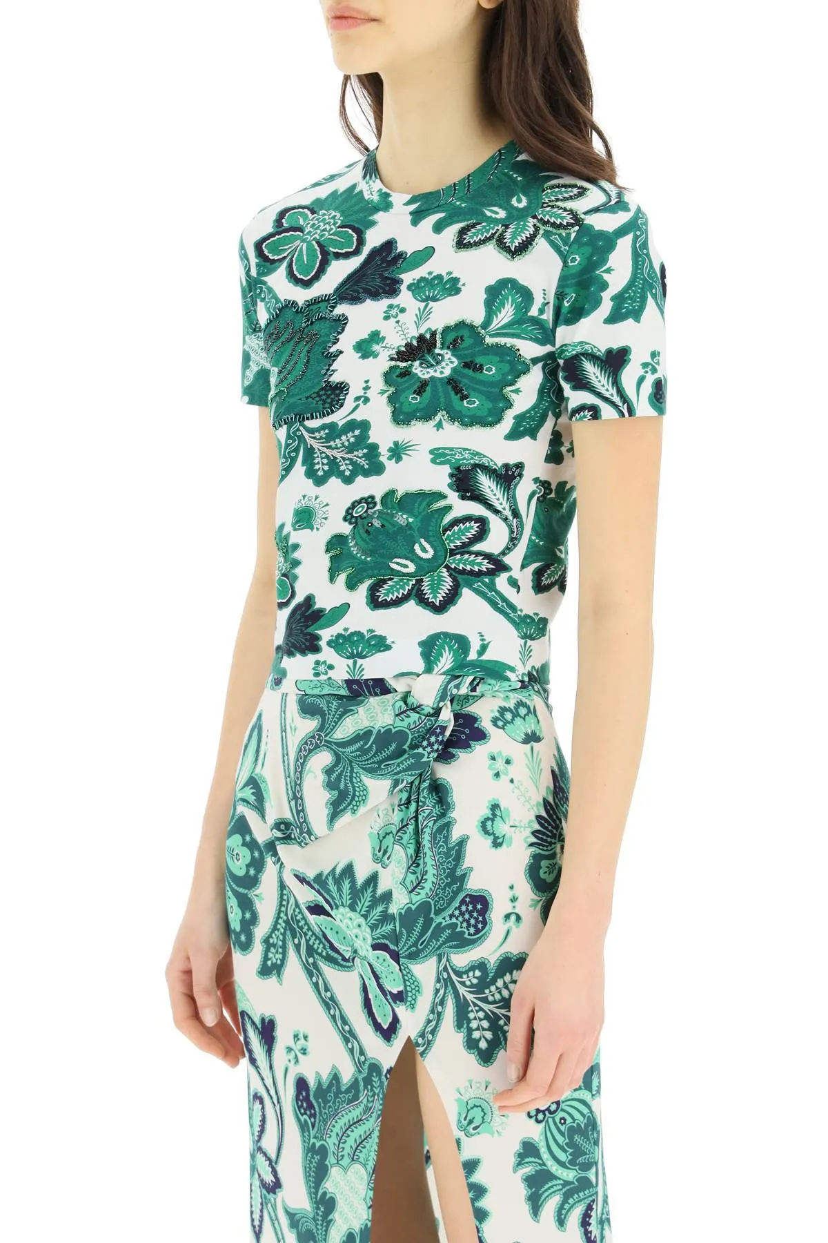 Etro Floral Printed Cropped T-Shirt