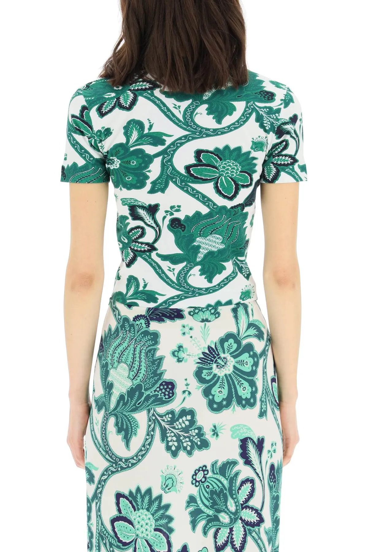 Etro Floral Printed Cropped T-Shirt