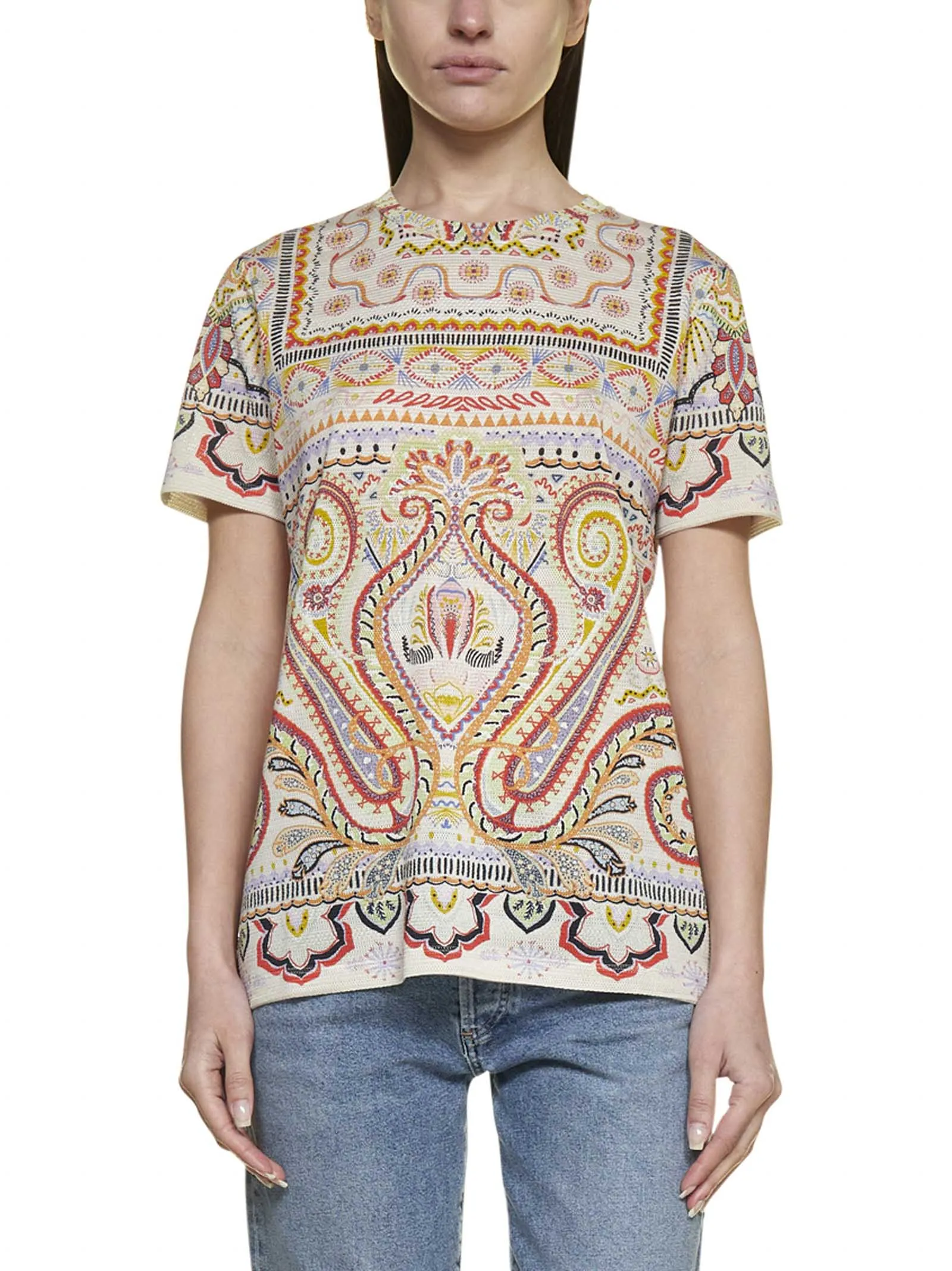 Etro Paisley Print Crewneck T-Shirt