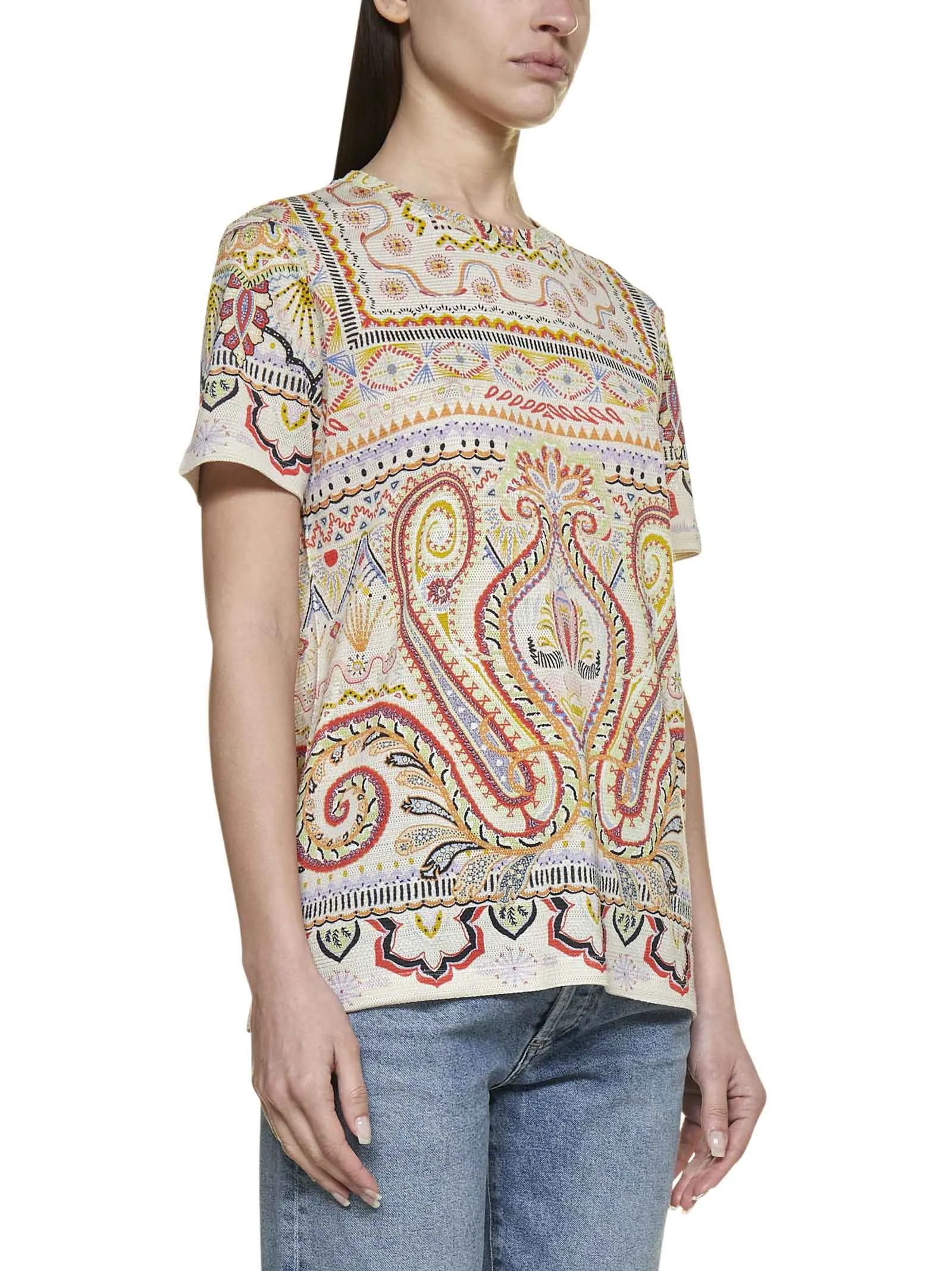 Etro Paisley Print Crewneck T-Shirt