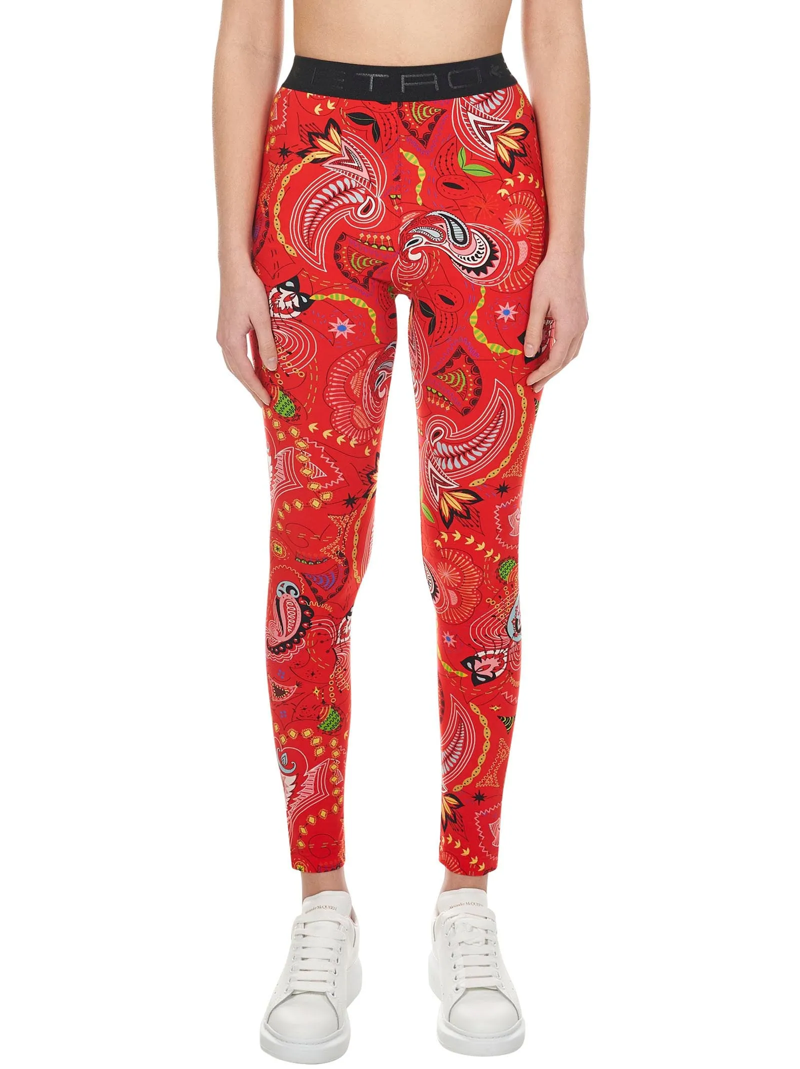 Etro Paisley Print Logo Waistband Leggings