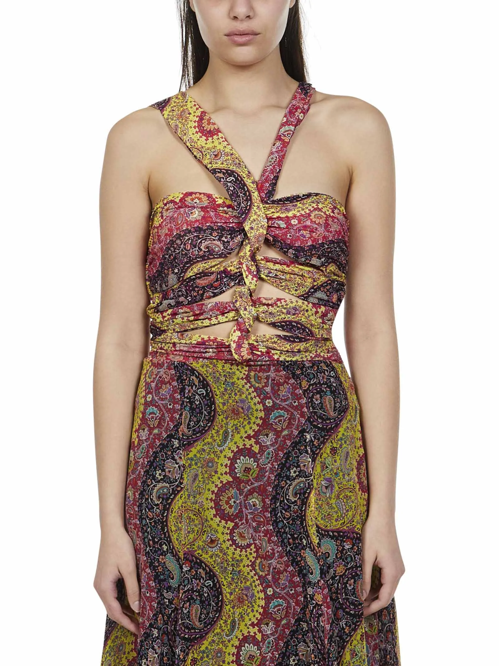 Etro Paisley Printed Ruched Maxi Dress