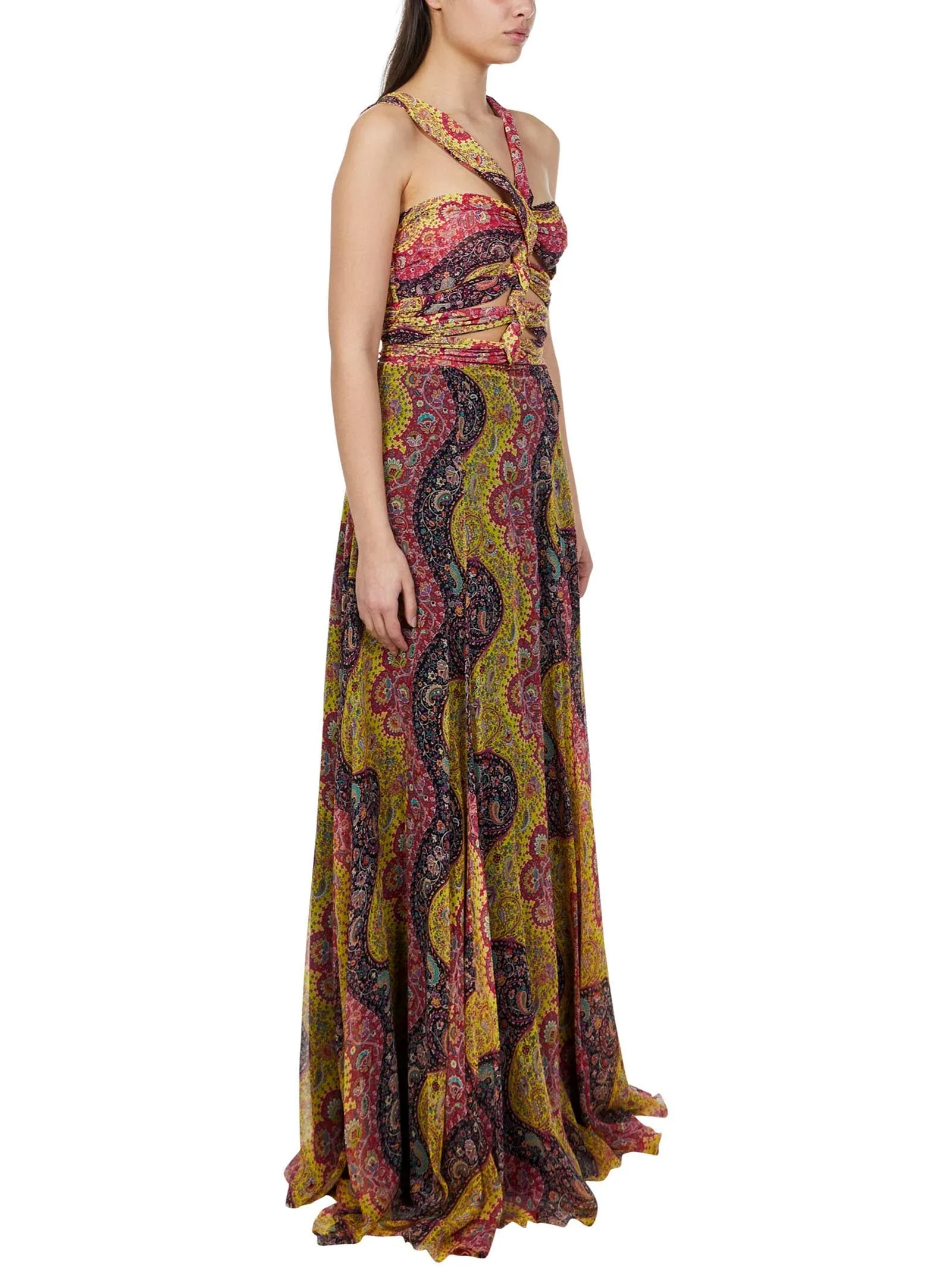 Etro Paisley Printed Ruched Maxi Dress