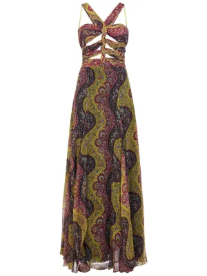 Etro Paisley Printed Ruched Maxi Dress