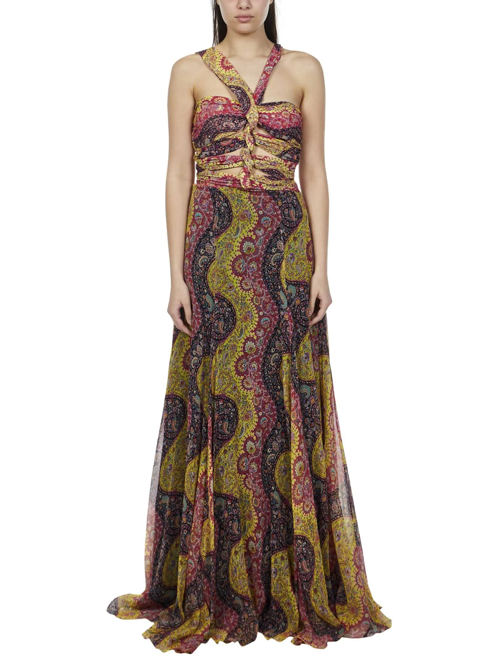 Etro Paisley Printed Ruched Maxi Dress