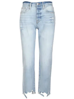 Frame Faded Raw-Cut Hem Slim Fit Jeans