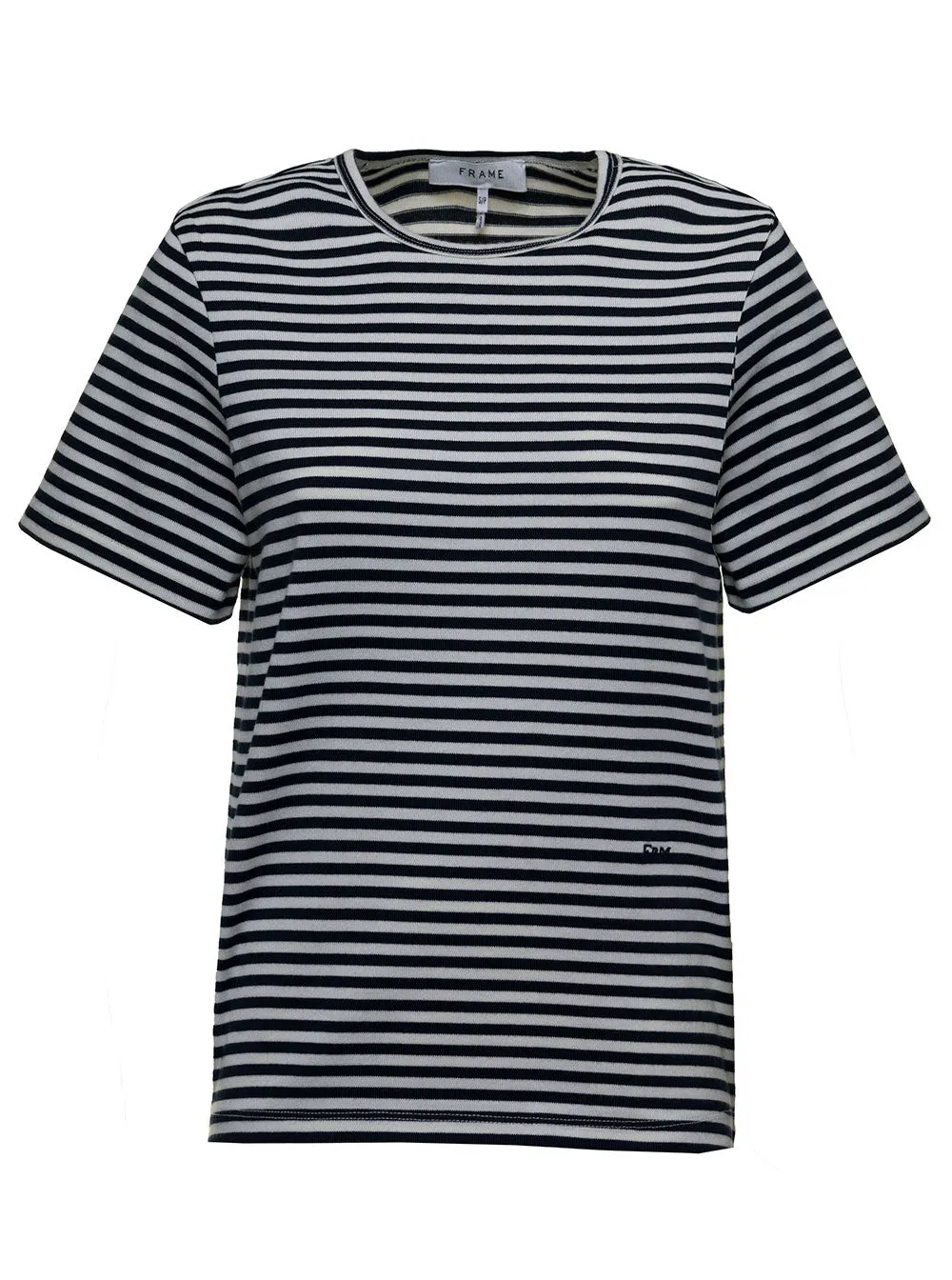 Frame Logo Embroidered Striped Crewneck T-Shirt