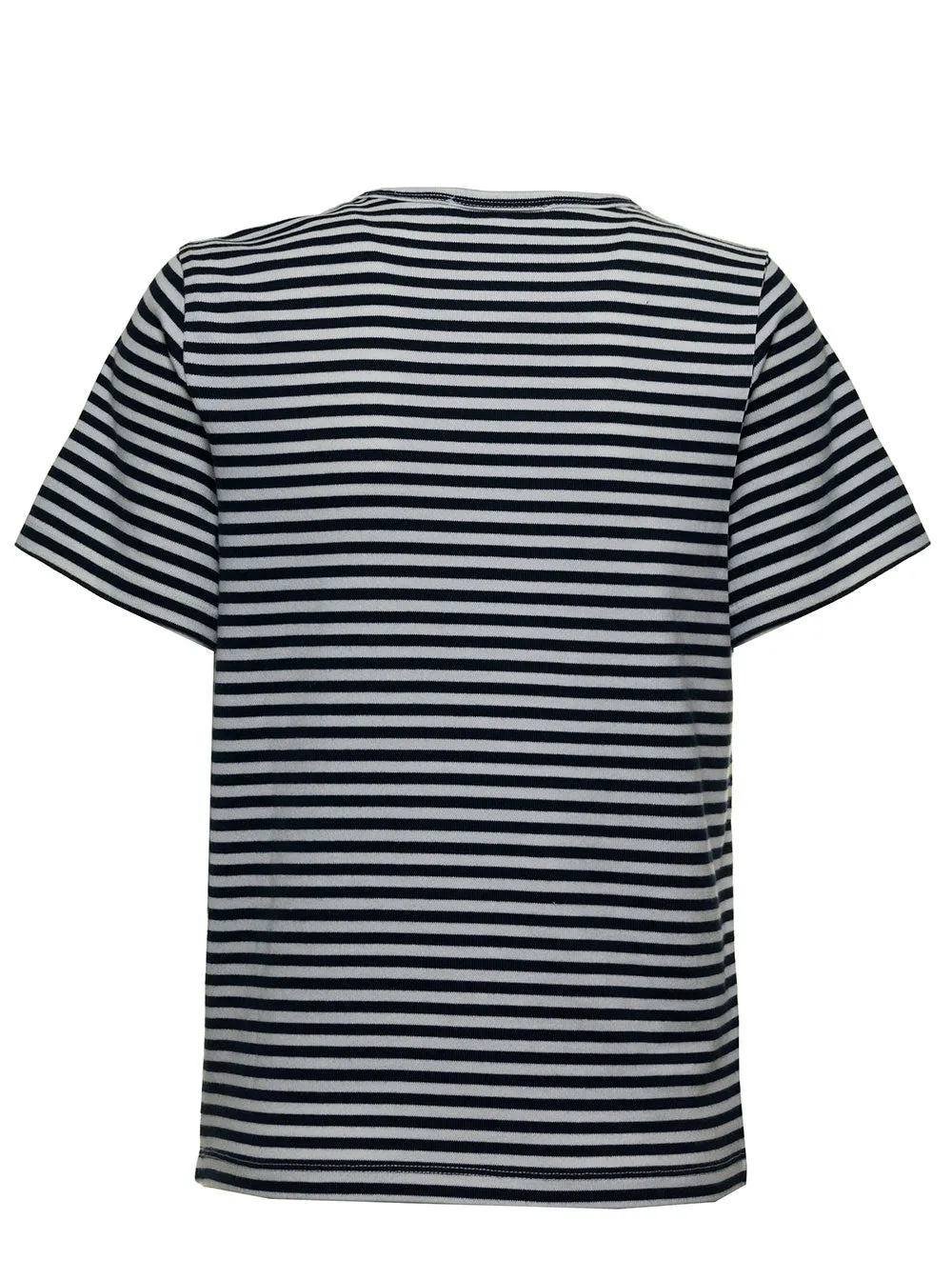 Frame Logo Embroidered Striped Crewneck T-Shirt