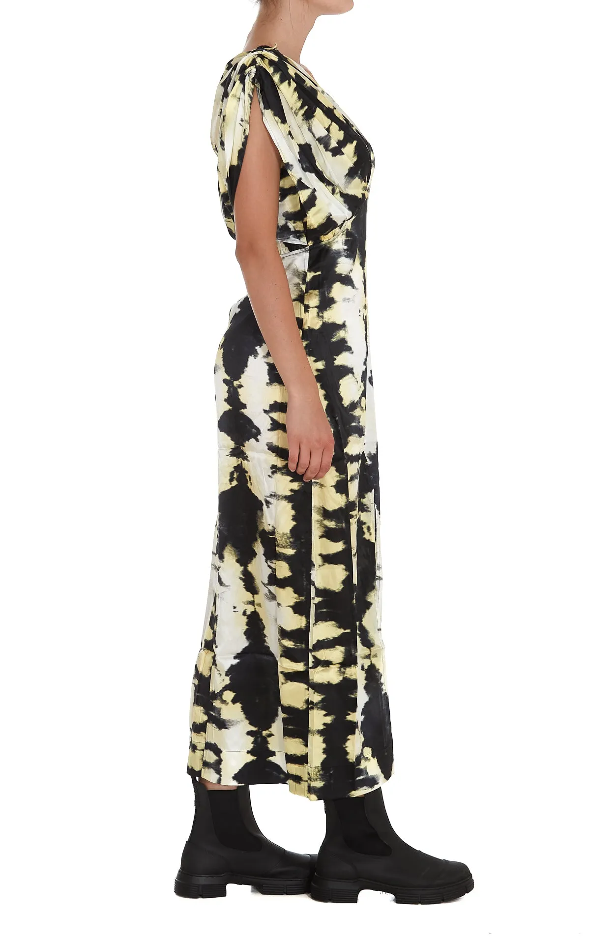 Ganni Abstract Printed Asymmetric Maxi Dress
