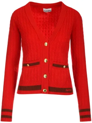 Ganni Cable-Knit Buttoned Cardigan