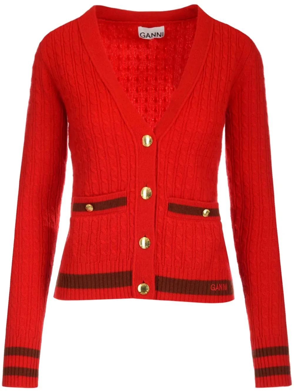 Ganni Cable-Knit Buttoned Cardigan