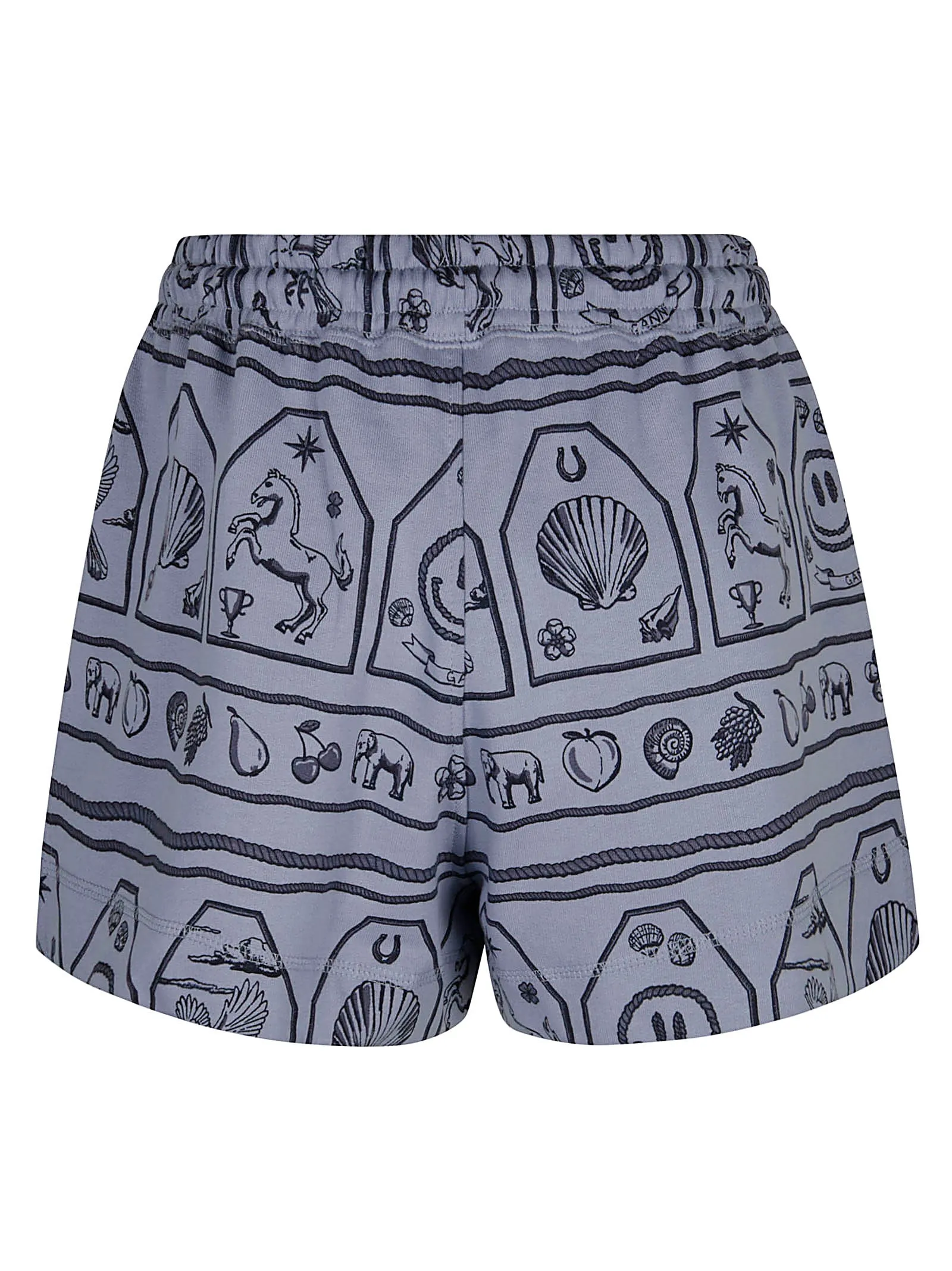 Ganni Elasticated-Waist Printed Shorts