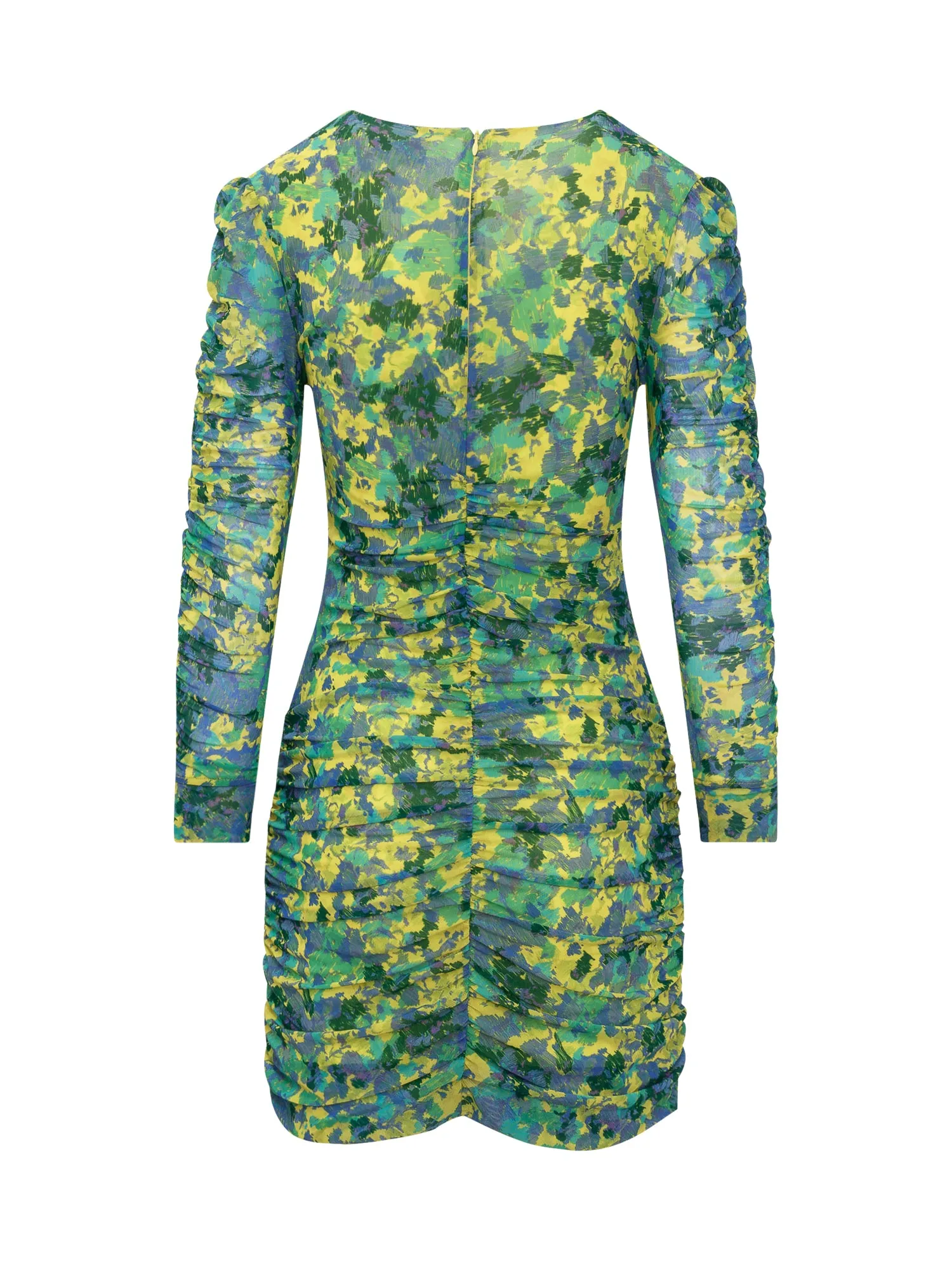 Ganni Floral Printed Ruched Midi Dress