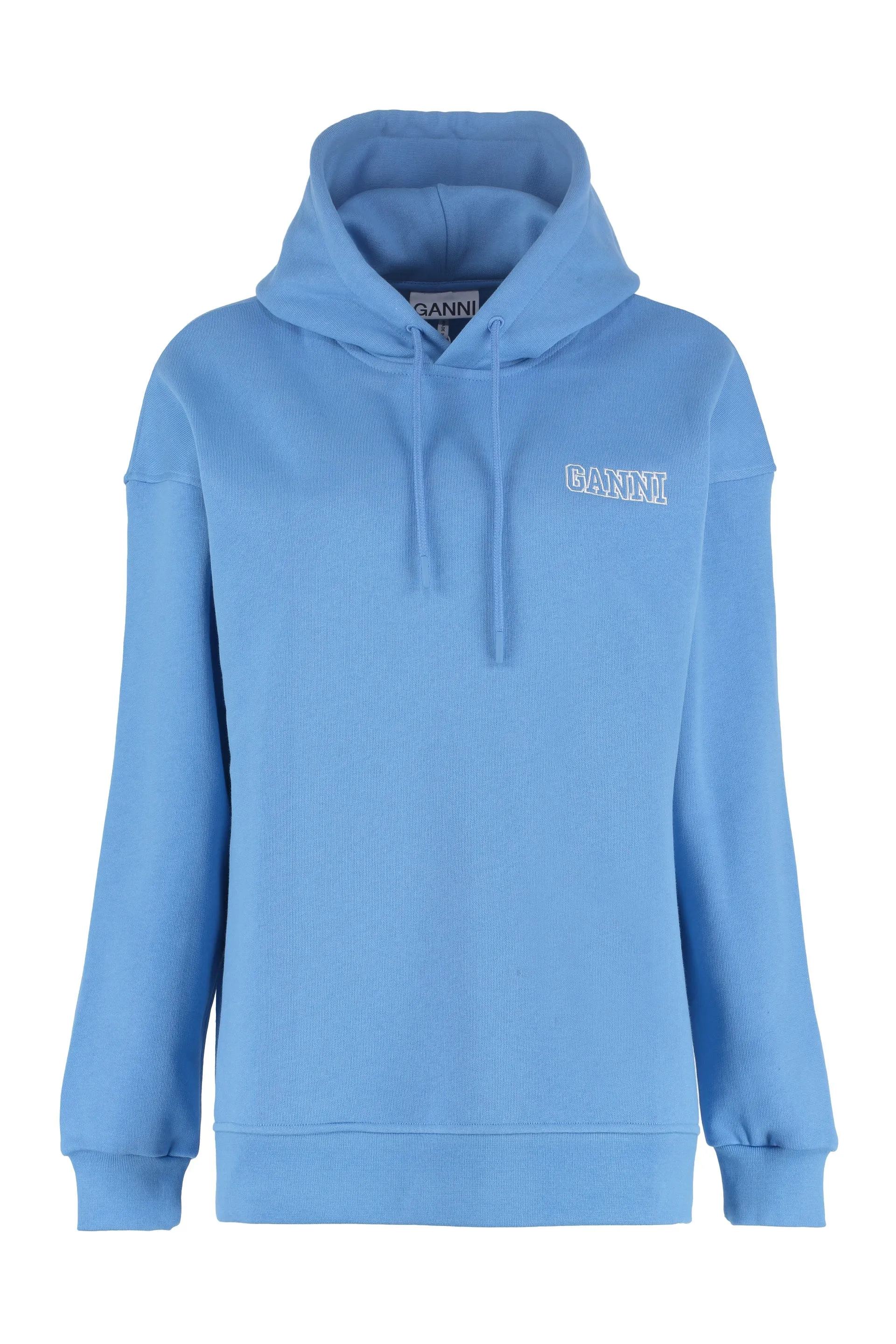 Ganni Logo Embroidered Drawstring Hoodie