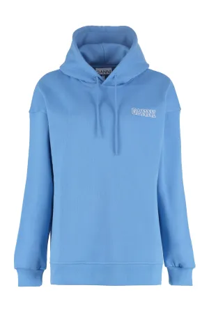 Ganni Logo Embroidered Drawstring Hoodie