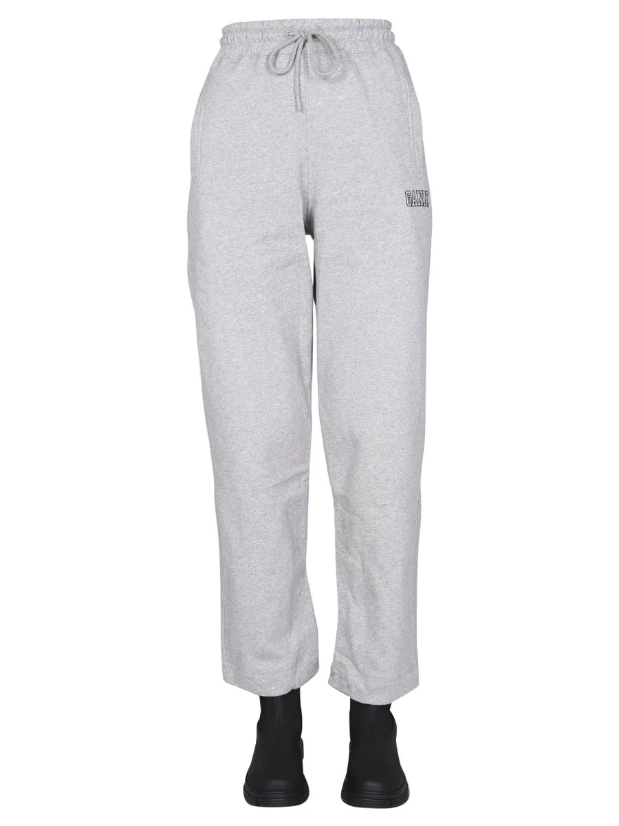 Ganni Logo Embroidered Drawstring Sweatpants