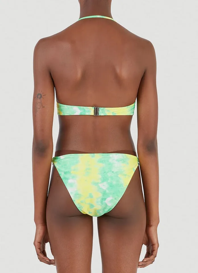 Ganni Tie Dye Knotted Halter Bikini Top