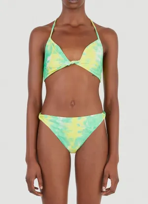 Ganni Tie Dye Knotted Halter Bikini Top