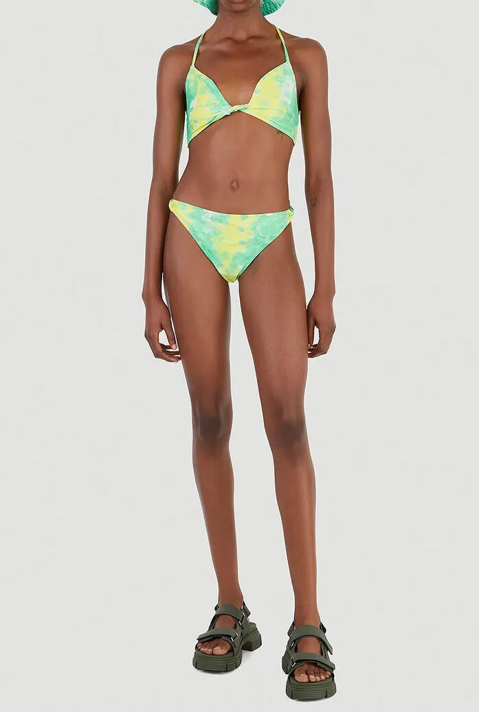 Ganni Tie Dye Knotted Halter Bikini Top
