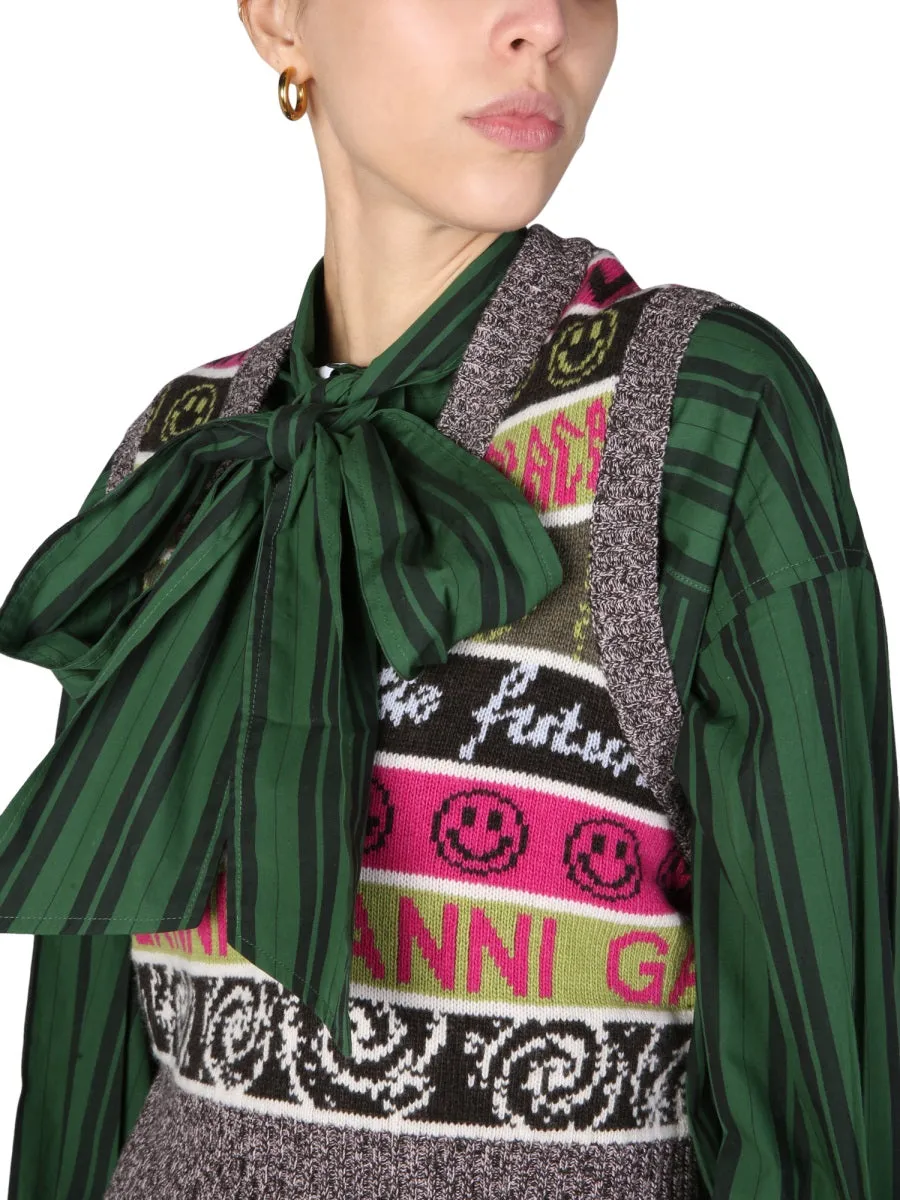 Ganni V-Neck Intarsia Knit Vest