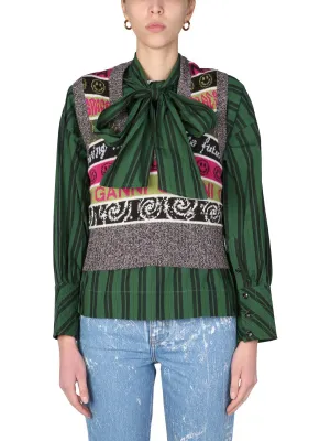 Ganni V-Neck Intarsia Knit Vest