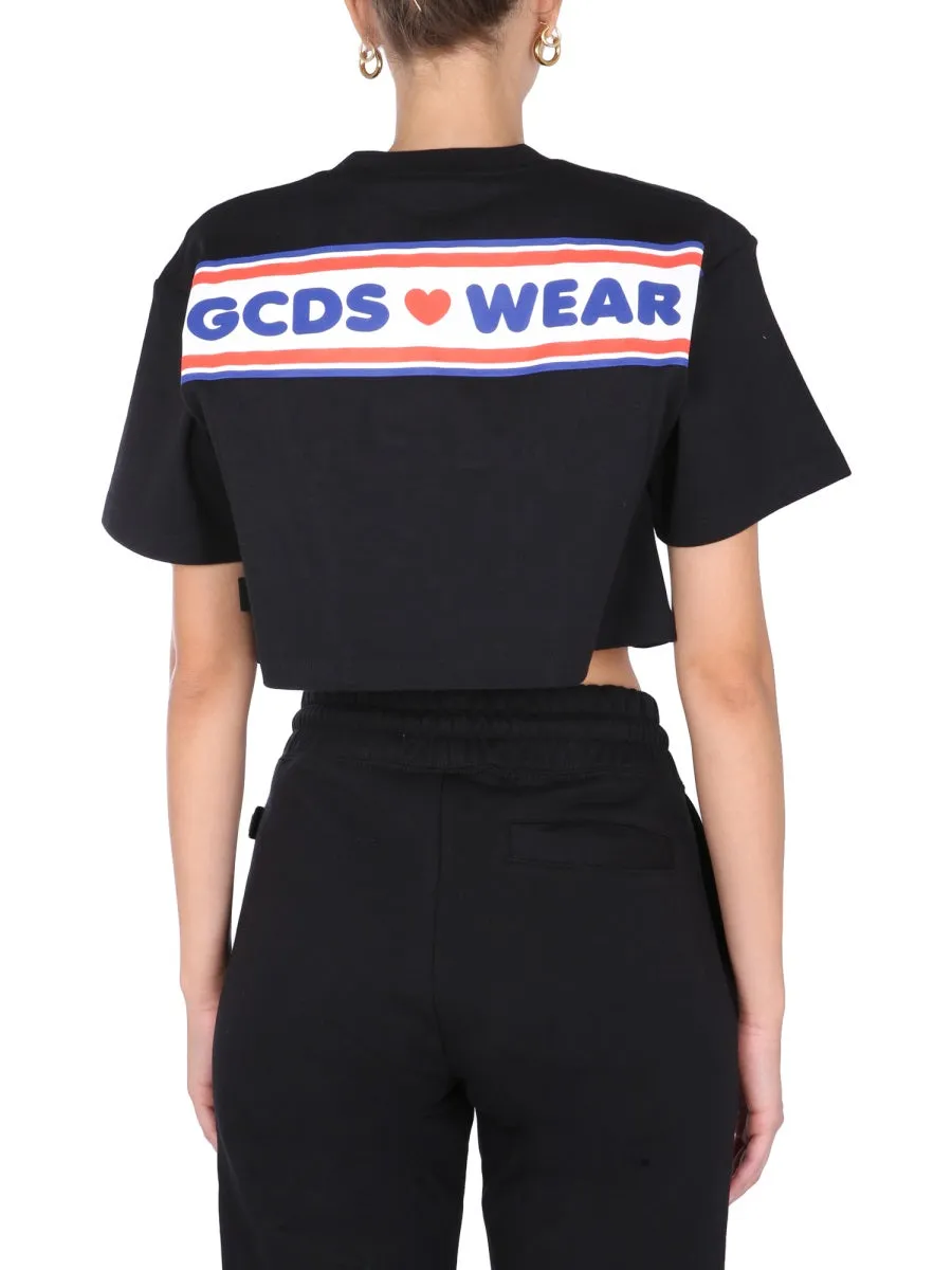 GCDS Logo Print Cropped T-Shirt